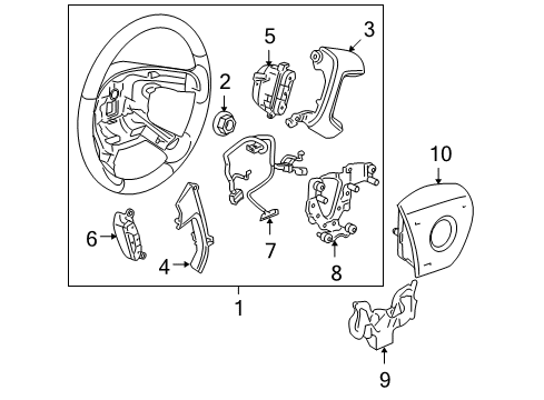 2009 GMC Yukon Steering Column, Steering Wheel & Trim, Shroud, Switches & Levers Cover Diagram for 15255034