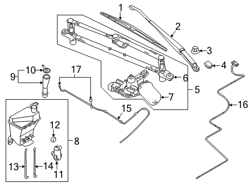2011 Chevrolet Aveo5 Wiper & Washer Components Blade Asm, Rear Window Wiper Diagram for 95212732