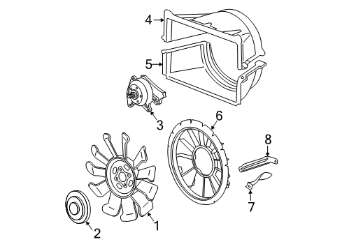 2008 GMC Sierra 2500 HD Cooling System, Radiator, Water Pump, Cooling Fan Pulley Diagram for 12625313