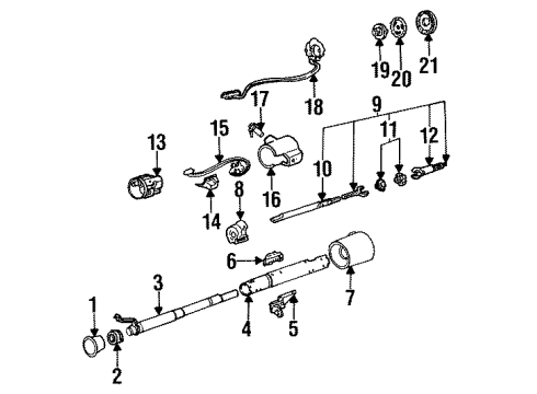 1984 Oldsmobile Cutlass Ciera Ignition Lock Bowl, Steering Column Diagram for 7843337