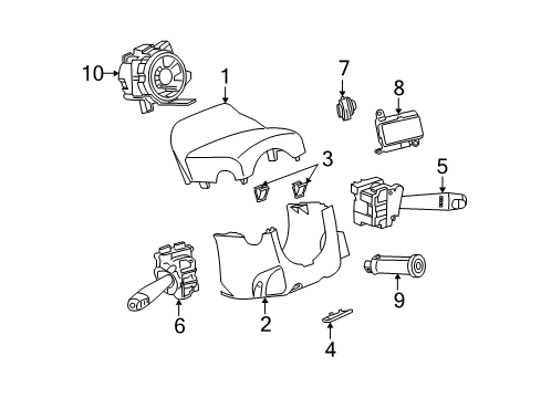 2007 Saturn Ion Shroud, Switches & Levers Lower Column Cover Clip Diagram for 11570588