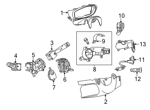 2019 Chevrolet Trax Shroud, Switches & Levers Switch Housing Diagram for 42348318