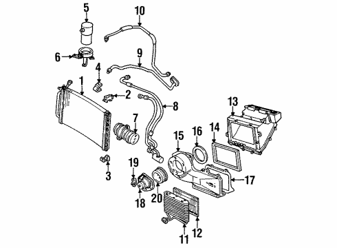1990 Chevrolet Cavalier Blower Motor & Fan Air Conditioner Compressor Assembly Diagram for 1135431