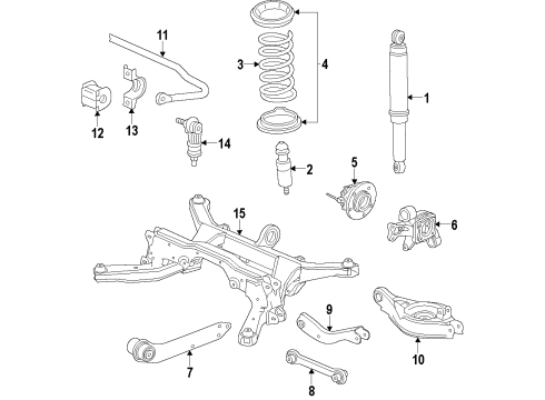 2014 Chevrolet Captiva Sport Rear Axle, Lower Control Arm, Upper Control Arm, Stabilizer Bar, Suspension Components Rear Suspension Knuckle Assembly Diagram for 23343506