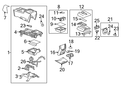 2012 GMC Yukon Center Console Lid Assembly Diagram for 19328715