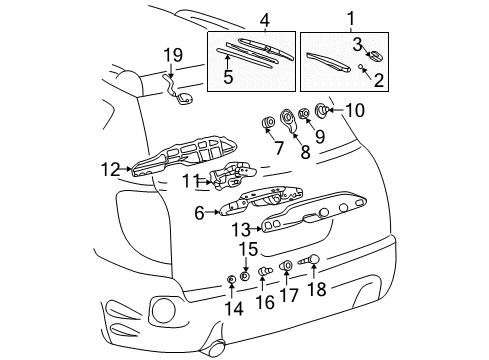 2008 Pontiac Vibe Lift Gate - Wiper & Washer Components Blade, Rear Window Wiper Diagram for 88969934