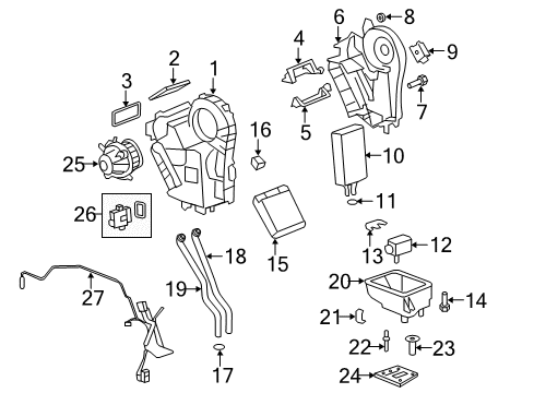 2010 GMC Acadia Auxiliary Heater & A/C Upper Case Lower Seal Diagram for 15920871