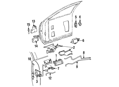 1993 Cadillac Fleetwood Hardware Front Side Door Lock Assembly Diagram for 16623041