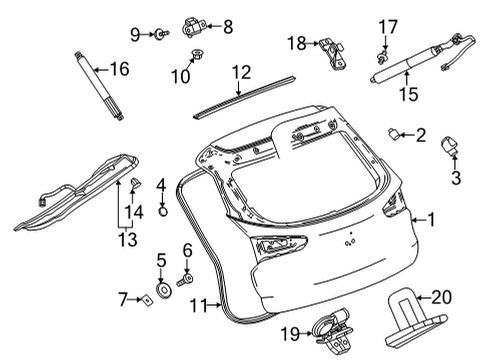 2022 Chevrolet Trailblazer Gate & Hardware Striker Screw Diagram for 11571162