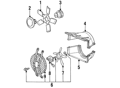 1995 GMC Yukon Cooling System, Radiator, Water Pump, Cooling Fan Auxiliary Fan Diagram for 15717423