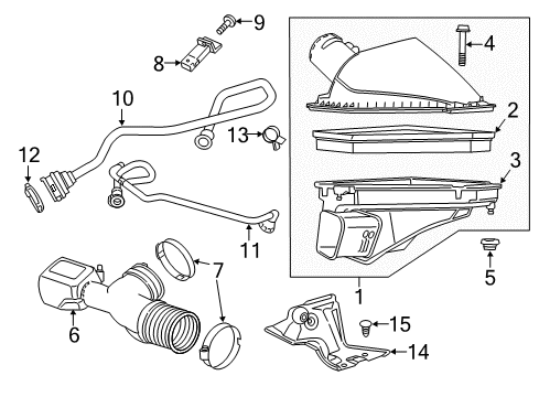 2019 Cadillac CTS Air Intake Air Cleaner Assembly Diagram for 23187663