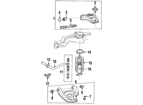 1991 Chevrolet Caprice Front Suspension Components, Lower Control Arm, Upper Control Arm, Stabilizer Bar Shock Diagram for 88945188