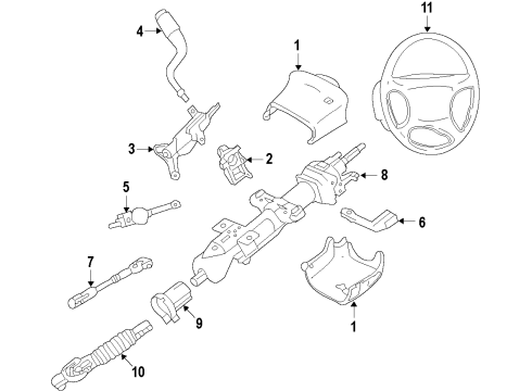 2009 GMC Sierra 1500 Gear Shift Control - AT Steering Gear Coupling Shaft Assembly Diagram for 25979051