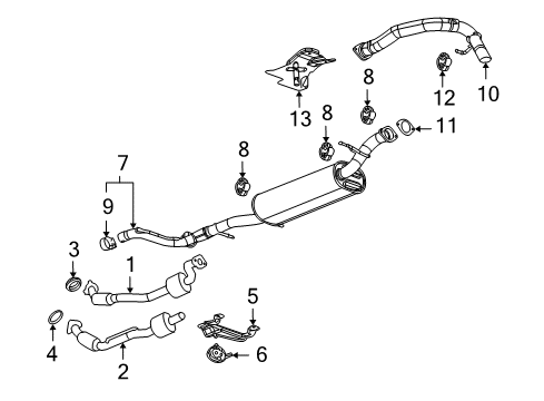 2009 Hummer H3T Exhaust Components 3-Way Catalytic Convertor (W/ Exhaust Rear Manifold Pipe) Diagram for 25844505