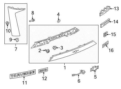 2018 Chevrolet Traverse Parking Aid Nameplate Diagram for 84114504