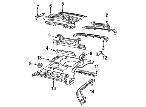 1990 Pontiac Grand Prix Rear Body, Rear Floor & Rails Panel Asm-Rear End Finish Diagram for 10103052