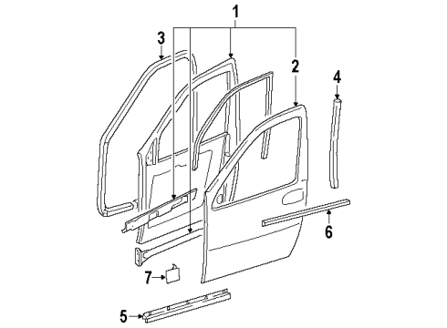 2000 Oldsmobile Silhouette Front Door Weatherstrip On Body Diagram for 10449198