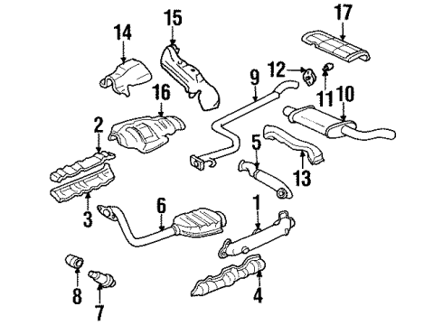 1998 Chevrolet Lumina Exhaust Components Muffler & Pipe Insulator Diagram for 10231659
