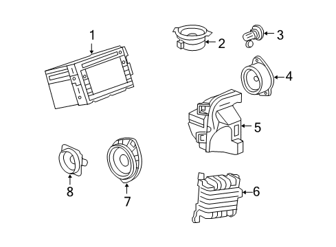 2009 Chevrolet Traverse Sound System Speaker Asm-Radio Rear Side Door Diagram for 15122604