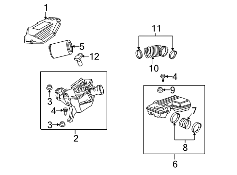 2007 Hummer H3 Air Intake Duct, Air Cleaner Outlet Diagram for 15088285
