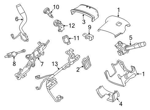 2019 Chevrolet Silverado 2500 HD Shroud, Switches & Levers Cover Assembly Diagram for 22834650