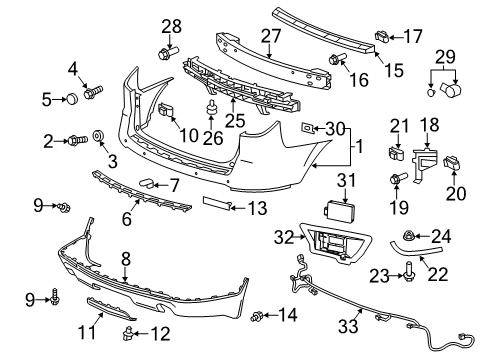 2015 Chevrolet Traverse Rear Bumper Object Sensor Diagram for 84031087