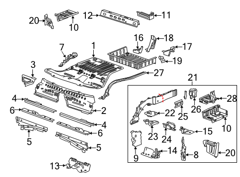 2015 Cadillac ATS Rear Floor & Rails Front Support Diagram for 22854748