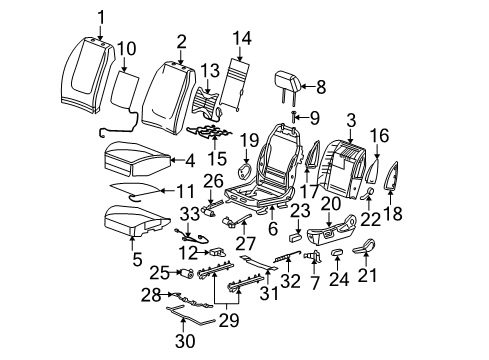 2006 Pontiac G6 Front Seat Components Adjust Motor Diagram for 22733653