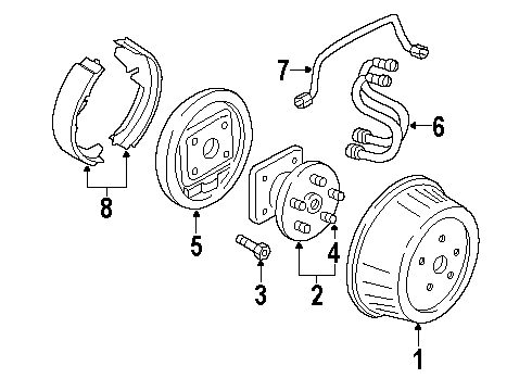 1998 Oldsmobile Silhouette Rear Brakes Drum Diagram for 19176920