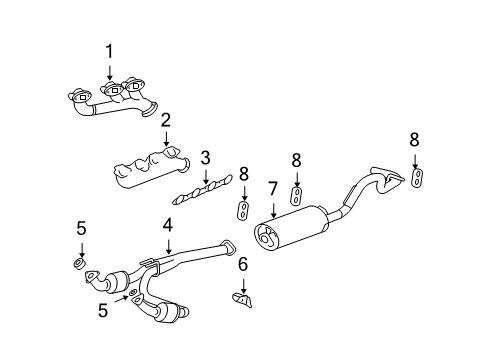 2008 Chevrolet Express 1500 Exhaust Components, Exhaust Manifold 3Way Catalytic Convertor Assembly (W/ Exhaust Manifold P Diagram for 15853444