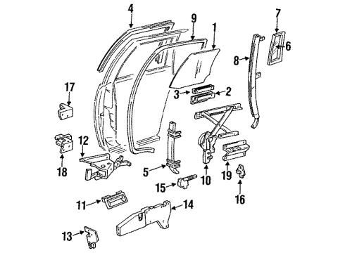 1995 Buick Roadmaster Rear Door - Glass & Hardware Hinge Asm-Rear Side Door Lower Diagram for 16622807
