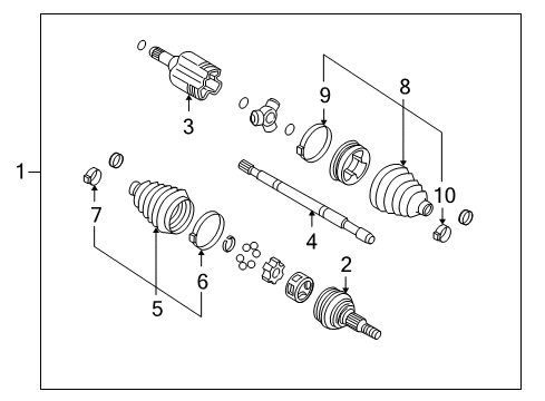2008 Chevrolet Uplander Drive Axles - Front Boot Kit-Front Wheel Drive Shaft Tri-Pot Joint Diagram for 15918506