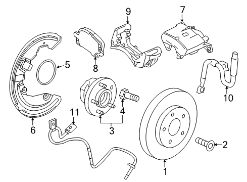 2015 Cadillac ATS Brake Components Splash Shield Diagram for 20859491
