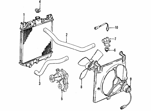 1992 Geo Metro Cooling System, Radiator, Water Pump, Cooling Fan Motor, Engine Coolant Fan Diagram for 96068060