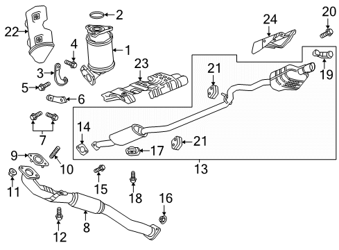 2021 GMC Acadia Exhaust Components Center Pipe Nut Diagram for 11588835
