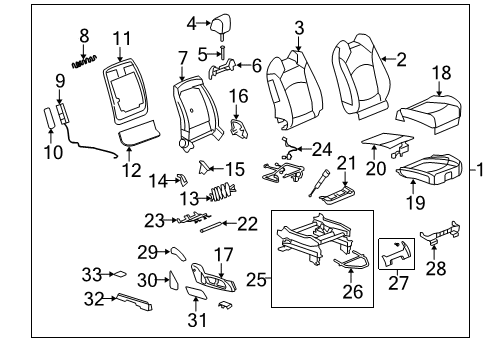 2015 Chevrolet Traverse Front Seat Components Outer Cover Diagram for 23315795