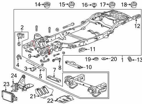 2016 GMC Yukon Frame & Components Differential Mount Diagram for 23104736