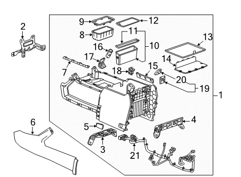 2019 GMC Sierra 2500 HD Center Console Console Assembly Diagram for 84288052
