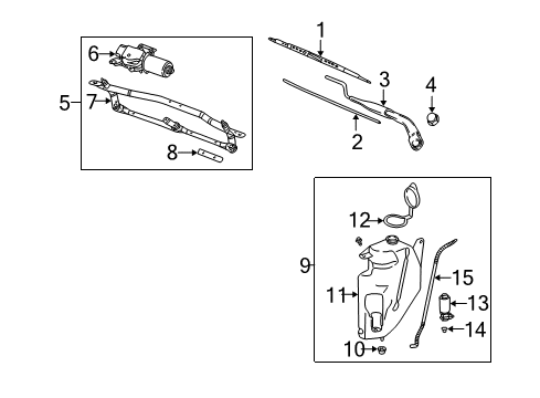 2005 Chevrolet Equinox Wiper & Washer Components Rear Blade Diagram for 89025824