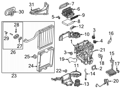 2021 Cadillac CT4 A/C Evaporator & Heater Components AC Line Seal Diagram for 13579646