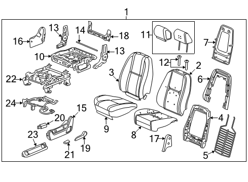 2007 Chevrolet Avalanche Front Seat Components Frame Asm-Driver Seat Back Cushion Diagram for 20951087