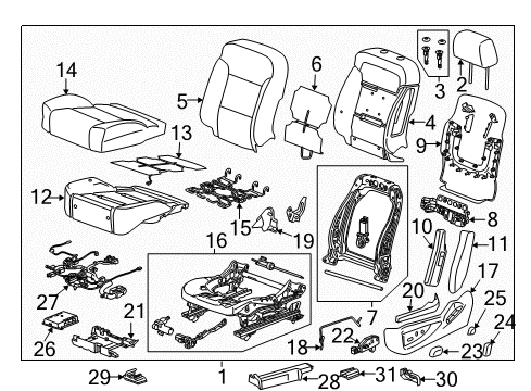 2018 Chevrolet Silverado 1500 Driver Seat Components Seat Back Cover Diagram for 84017586