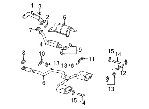 2005 Chevrolet Impala Exhaust Components 3Way Catalytic Convertor Assembly (W/ Exhaust Manifold P Diagram for 10330021