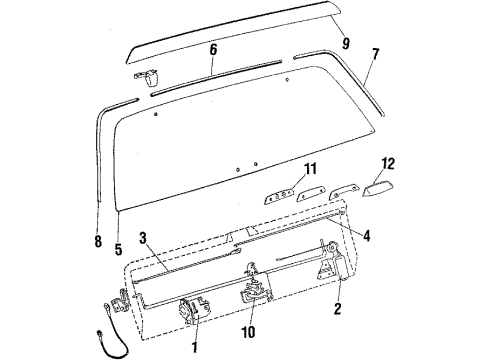 1984 Pontiac Bonneville Tail Gate - Glass & Hardware Cylinder Kit, End Gate Lock (Uncoded) Diagram for 12507441