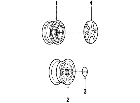 1992 Pontiac LeMans Wheels Wheel Bolt Cap Diagram for 96129983