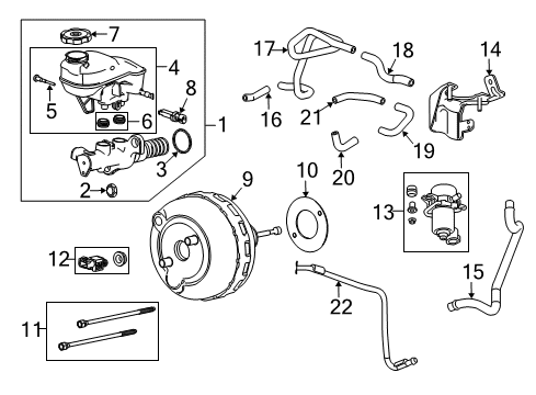 2011 Cadillac SRX Dash Panel Components Power Brake Booster ASSEMBLY (Vacuum) (Service) Diagram for 20819285