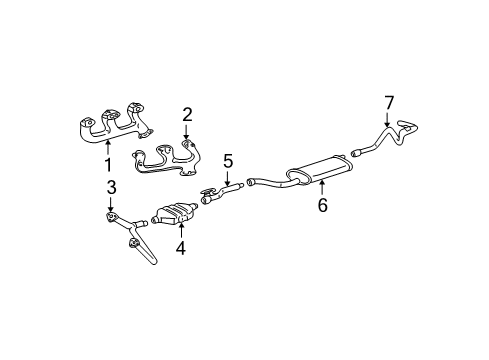 1998 Chevrolet C1500 Exhaust Components, Exhaust Manifold 3-Way Catalytic Convertor Assembly (W/ Exhaust Rear Man Diagram for 25170655