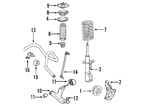 2009 Saturn Outlook Front Suspension Components, Lower Control Arm, Stabilizer Bar Upper Insulator Diagram for 15232937
