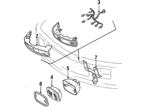 1991 Buick Reatta Fog Lamps, Side Marker Lamps Housing & Lens Asm-Fog Lamp Diagram for 16507930
