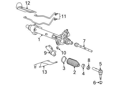 2008 Saturn Outlook P/S Pump & Hoses, Steering Gear & Linkage Inner Tie Rod Diagram for 20817752